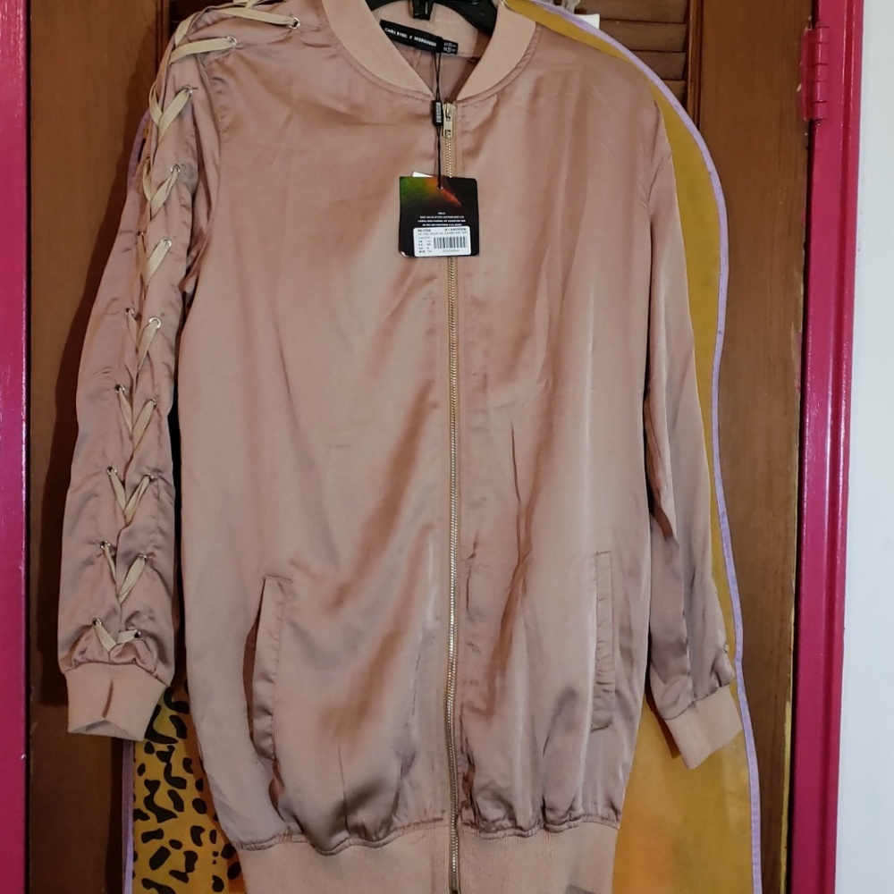 Carli bybel x misguided lace bomber